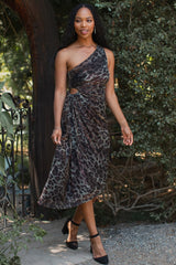 Moonlight One Shoulder Asymmetrical Midi Dress