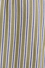 Olive-White Stripe Side Slit Maxi Dress