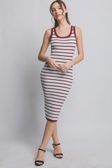 Wine Sleeveless Bodycon Maternity Midi Dress