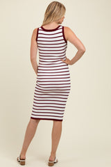 Wine Sleeveless Bodycon Maternity Midi Dress