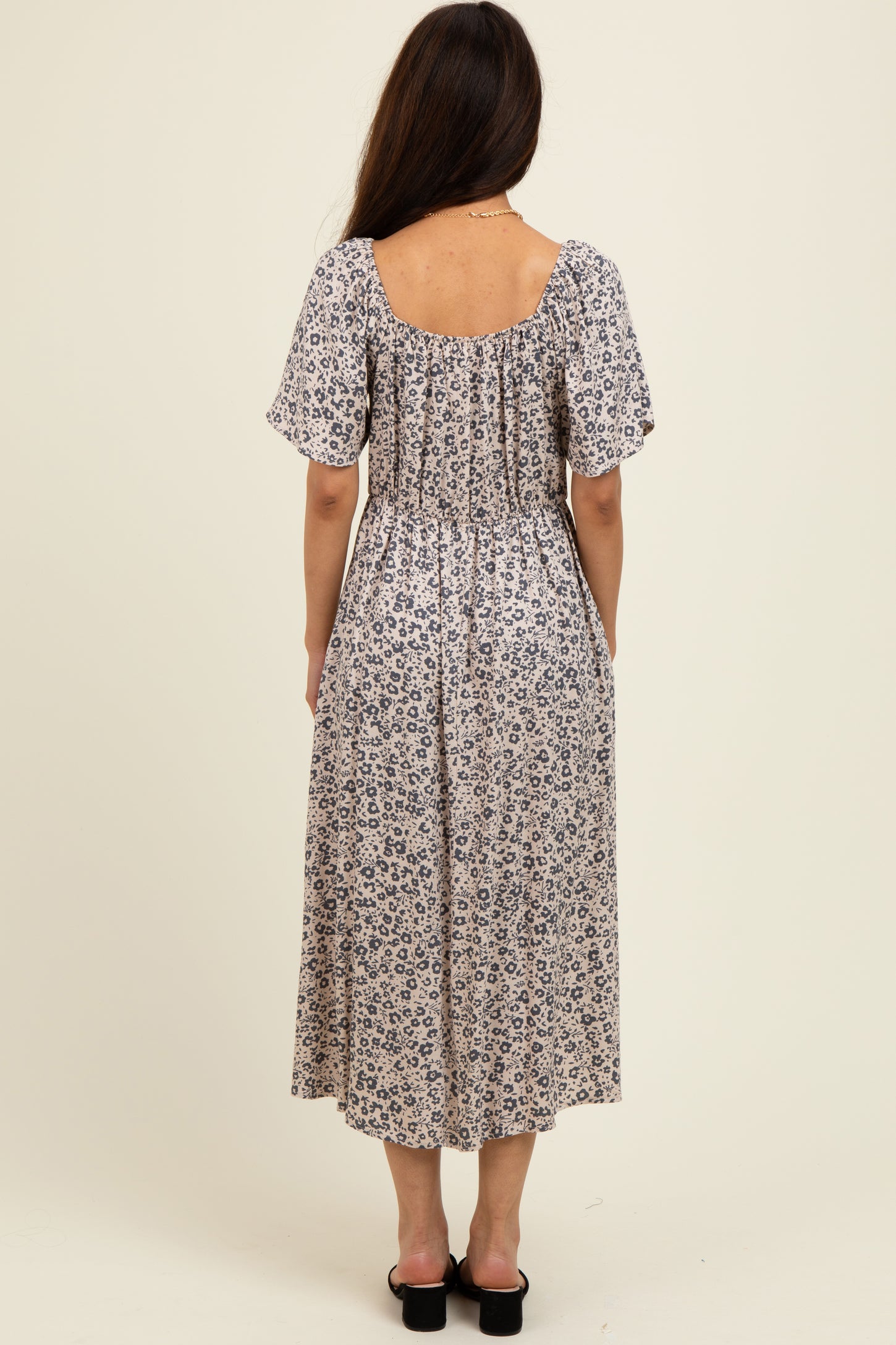 Taupe/Black Printed Dress With Pockets