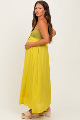 Lime Crochet Contrast Beaded Halter Neck Maternity Maxi Dress