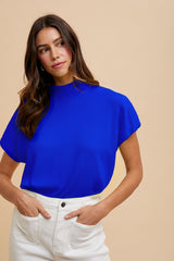 Royal Blue Mock Neck Knit Maternity Top
