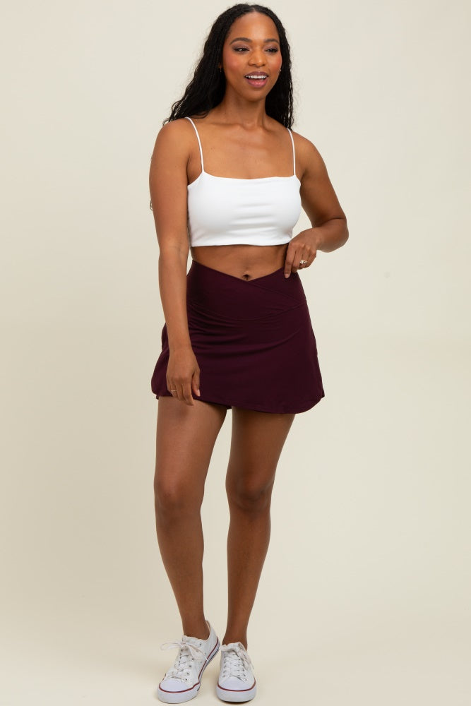 Burgundy Crossover V-Waist Skort