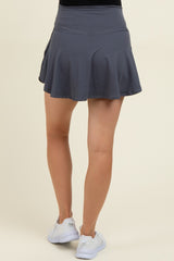Charcoal Crossover V-Waist Maternity Skort