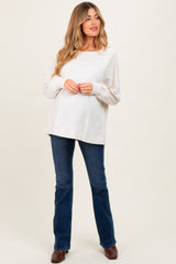 Cream Oversized Cotton Slub Long Sleeve Maternity Top