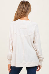 Cream Oversized Cotton Slub Long Sleeve Maternity Top