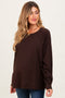 Brown Oversized Cotton Slub Long Sleeve Maternity Top
