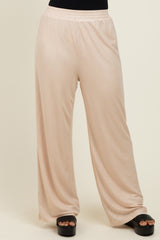 Beige Ribbed Side Pocket Lounge Pants