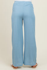 Light Blue Ribbed Side Pocket Maternity Lounge Pants