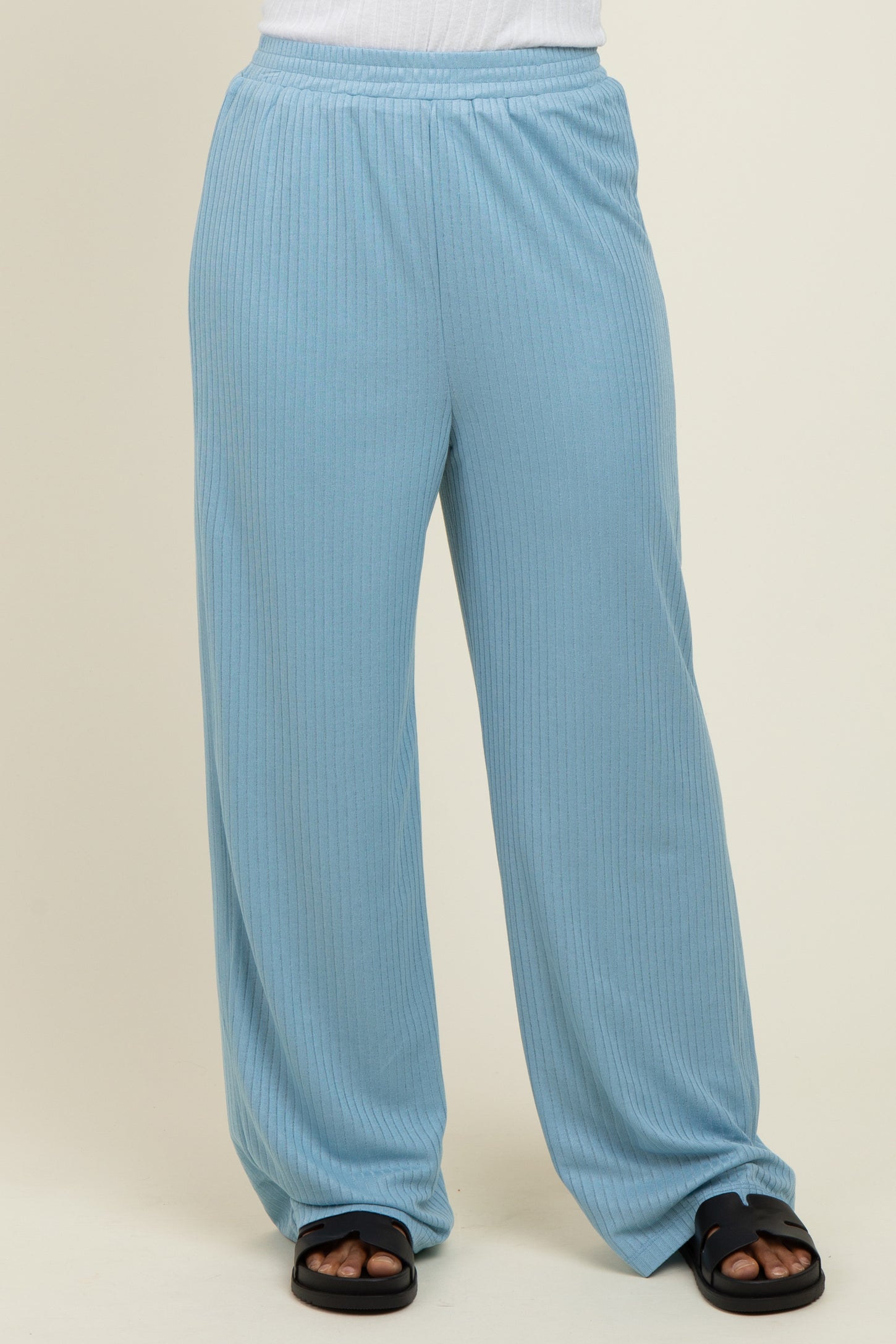 Light Blue Ribbed Side Pocket Lounge Pants