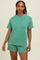 Green Ribbed Short Sleeve Tee and Short Set