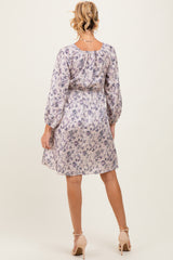 Cream Floral Sweetheart Neck Smocked Maternity Dress