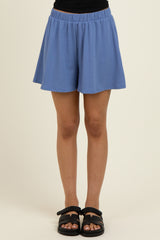 Blue Ribbed Lounge Shorts