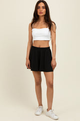 Black Ribbed Lounge Shorts