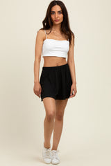 Black Ribbed Lounge Shorts