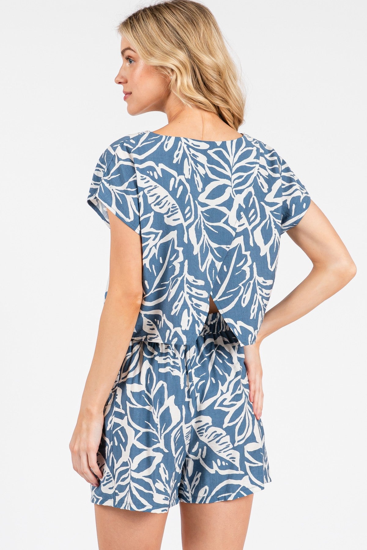 Blue Floral Side Pocket Shorts