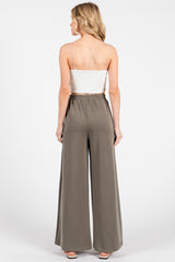Olive Drawstring Wide Leg Pants