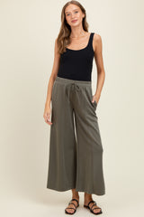 Olive Drawstring Wide Leg Maternity Pants