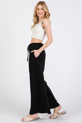 Black Drawstring Wide Leg Pants