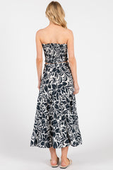 Charcoal Floral Tiered Maxi Skirt