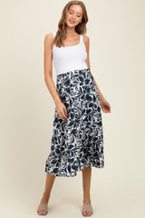 Charcoal Floral Tiered Maternity Maxi Skirt