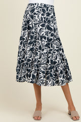 Charcoal Floral Tiered Maternity Maxi Skirt