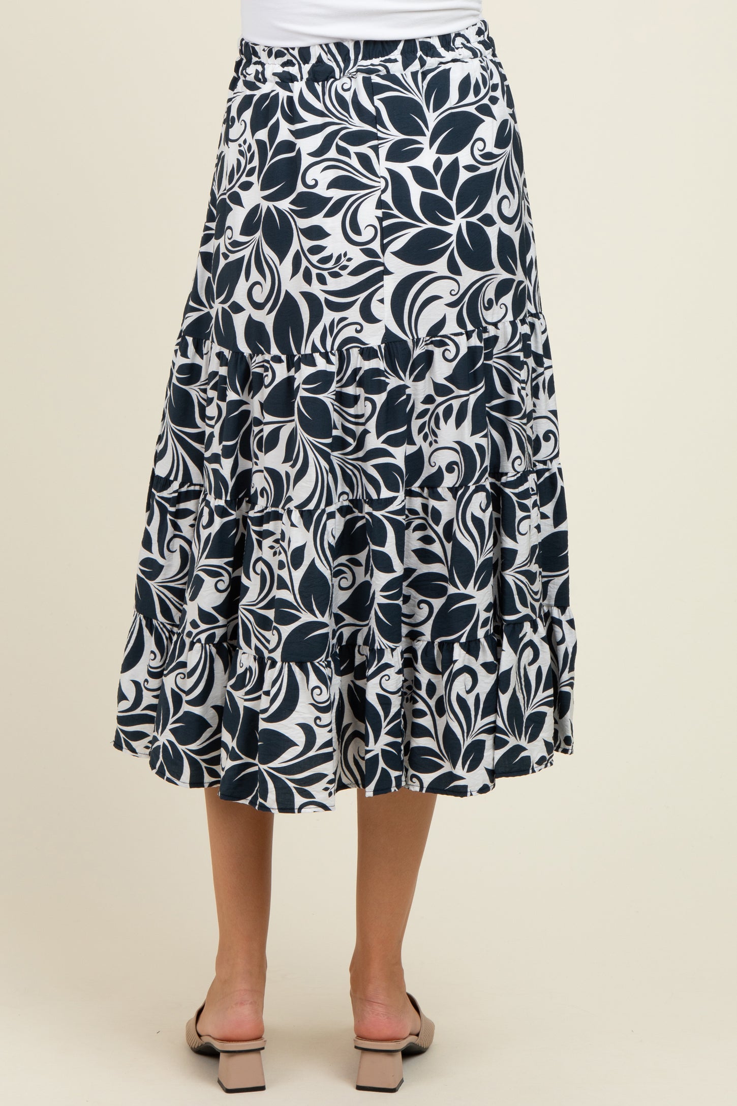 Charcoal Floral Tiered Maternity Maxi Skirt