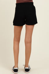 Black Linen Blend Maternity Shorts