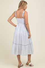 Ivory Cross Stitch Embroidered Maternity Maxi Dress