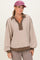 Mocha Striped Oversized Collared Pullover Top