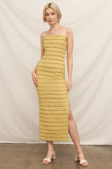 Yellow Ruffle Tiered Fitted Maternity Maxi Dress