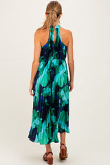 Jade Printed Pleated Halter Maternity Midi Dress