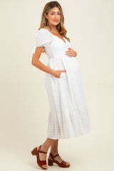 Ivory Solid Sweet Heart Maternity Dress