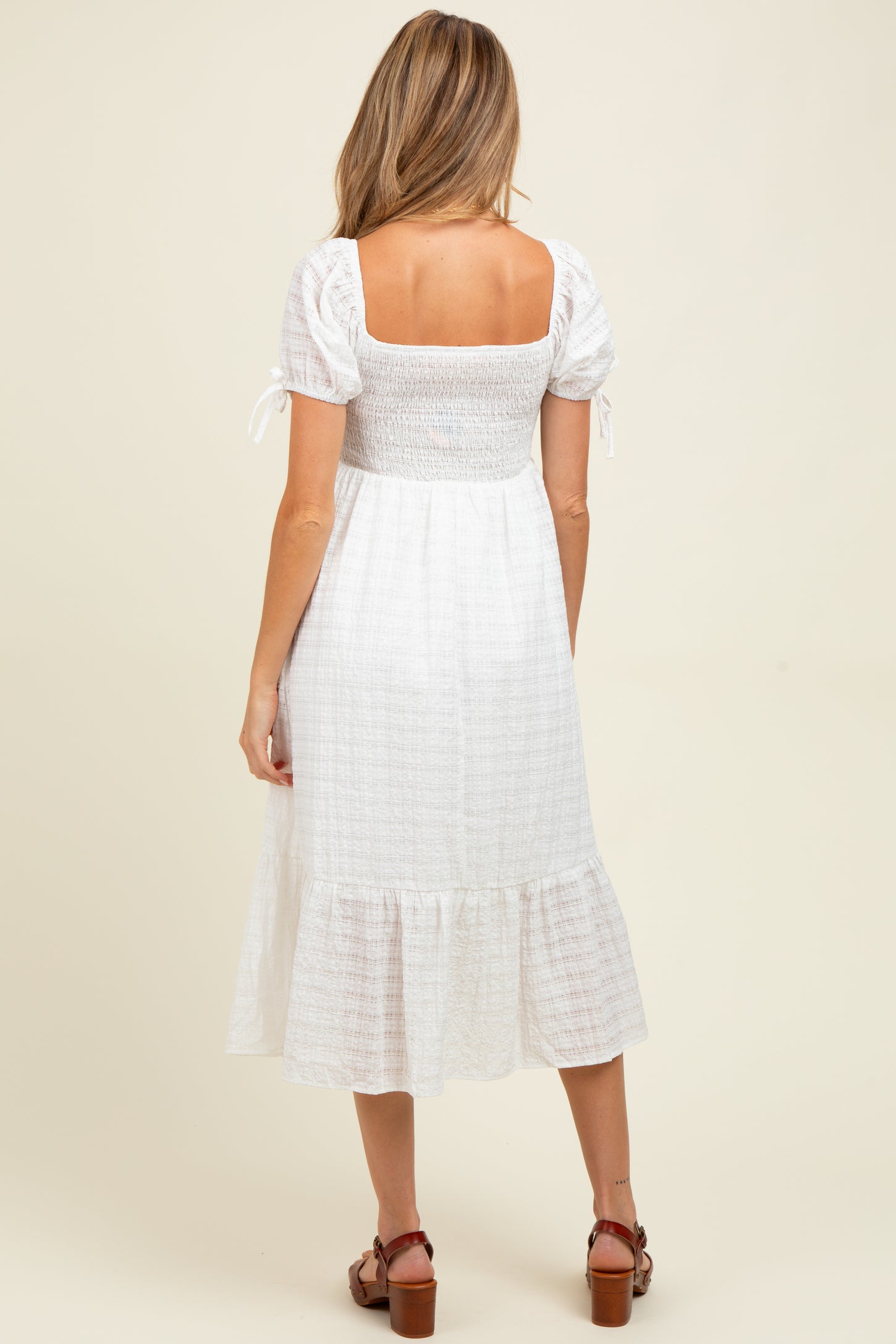 Ivory Solid Sweet Heart Maternity Dress