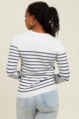Navy Striped Knit Long Sleeve Top