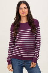 Plum Striped Knit Maternity Long Sleeve Top