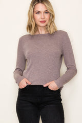 Mocha Ribbed Long Sleeve Top