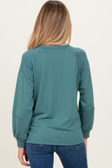 Teal Ribbed Bubble Sleeve Maternity Top