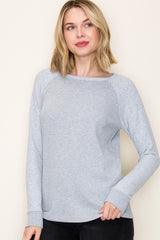 Heather Grey Waffle Knit Long Sleeve Top