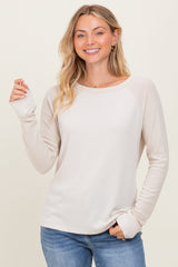 Cream Waffle Knit Maternity Long Sleeve Top