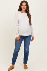 Cream Waffle Knit Maternity Long Sleeve Top