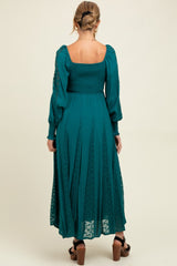 Emerald Lace Inset Smocked Maternity Maxi Dress