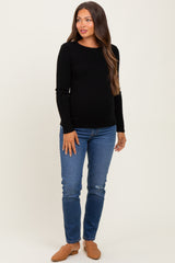 Black Ribbed Knit Maternity Long Sleeve Top
