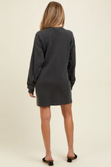Charcoal Oversized Long Sleeve Maternity T-Shirt Dress