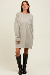 Beige Oversized Long Sleeve T-Shirt Dress