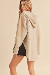 Beige Corduroy Contrast Oversized Hoodie