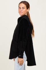 Black Corduroy Contrast Oversized Hoodie