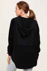 Black Corduroy Contrast Oversized Hoodie