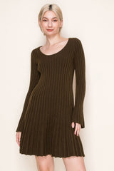 Brown Ribbed Knit Maternity Mini Sweater Dress